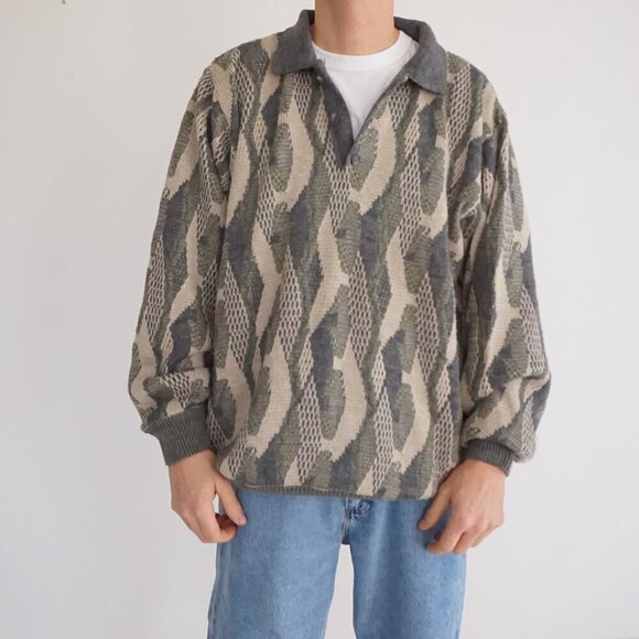 Other - VTG Salmon River Traders Textured Knit Cabincore Eclectic Grandpa Sweater 2XLT